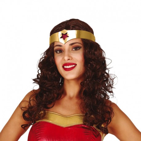 Peluca Superheroína Con Diadema En Caja