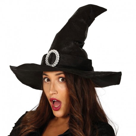 Sombrero Bruja Negro Símil Piel
