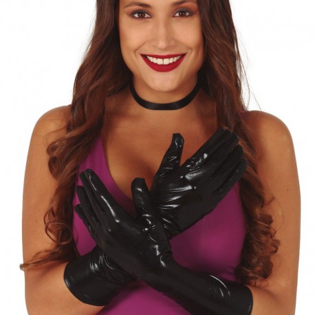 Guantes Metalizados Negros 45 Cms