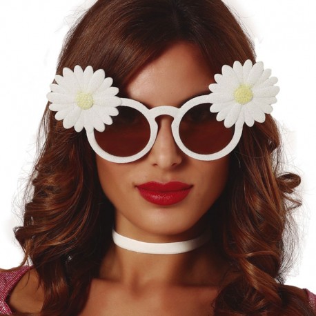 Gafas Blancas Con Margaritas