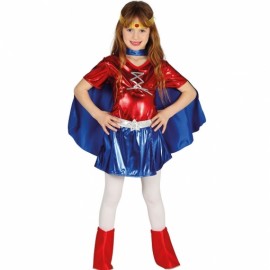 Disfraz Superheroína Azul y Rojo para Niña Disfraz Superheroína Azul y Rojo para Niña