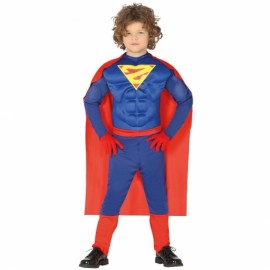 Disfraz SuperHeroe con Musculos y Capa para Niño Disfraz SuperHeroe con Musculos y Capa para Niño