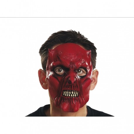 Máscara Roja de Media Cara Diablo de Látex