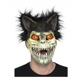 Máscara de Media Cara Peluda con Calavera de Foam