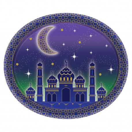 8 Platos Eid Mubarak Oval 30 cm