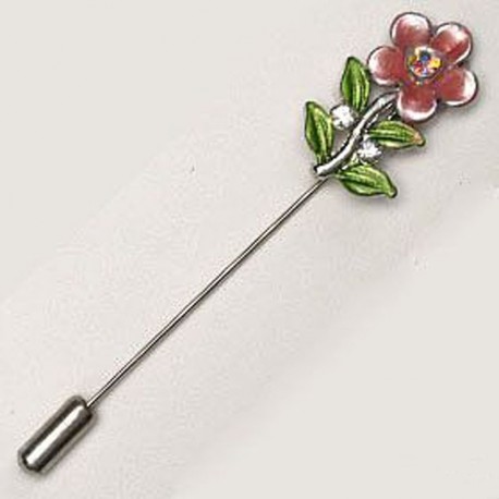 12 Alfileres Flor con Diamante Metálico
