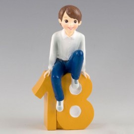 Figura para Tartas de 18 Cumpleaños Chico Sentado