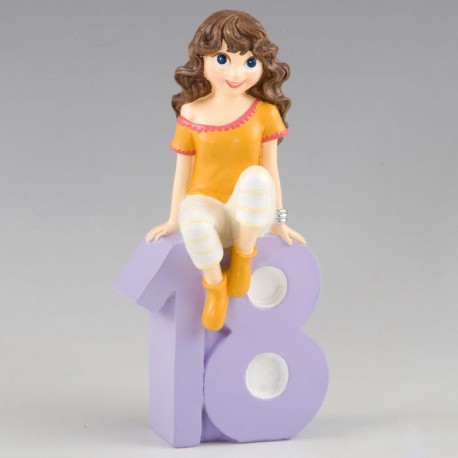 Figura para Tartas 18 Cumpleaños Chica Sentado