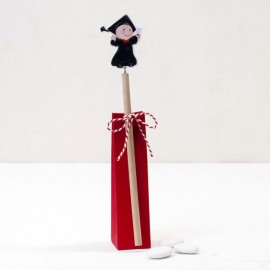 Lápiz Madera Chico Graduado 24cm con 3 Peladillas Chocolate