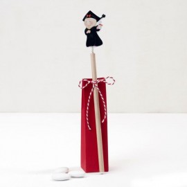Lápiz Madera Chica Graduado 24cm con 3 Peladillas Chocolate Lápiz Madera Chica Graduado 24cm con 3 Peladillas Chocolate