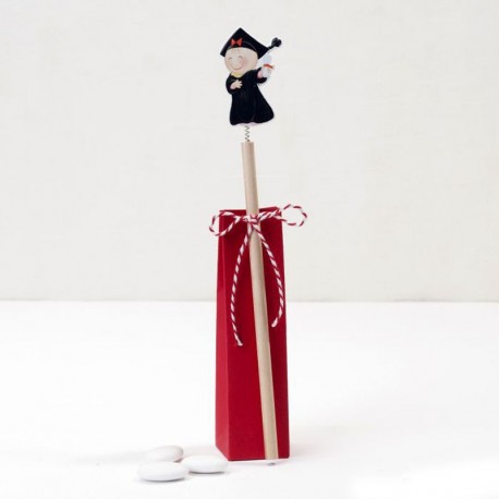 Lápiz Madera Chica Graduado 24cm con 3 Peladillas Chocolate