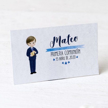 150 Tarjetas Niño Traje y Biblia