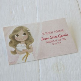 25 Invitaciones Comunión Niña con Paloma