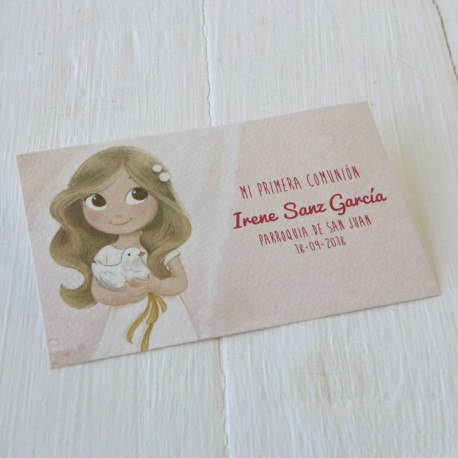 25 Invitaciones Comunión Niña con Paloma