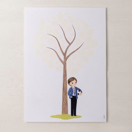 Árbol de Huellas Firmas Niño con Pelota 42 cm x 29,5 cm