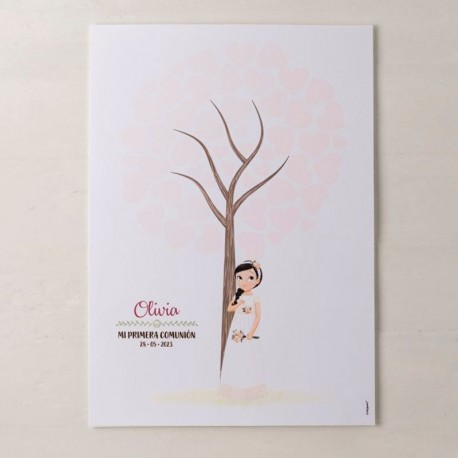 Árbol de Huellas Firmas Niña Romantica 42 cm x 29,5 cm