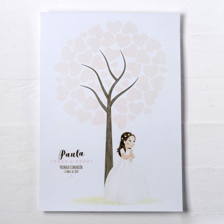 Árbol de Huellas Firmas Niña con Tiara 42 cm x 29,5 cm