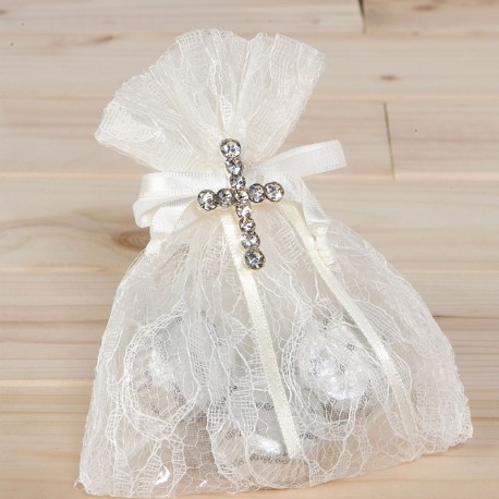 Broche Cruz Strass en Bolsa 3 Bombones