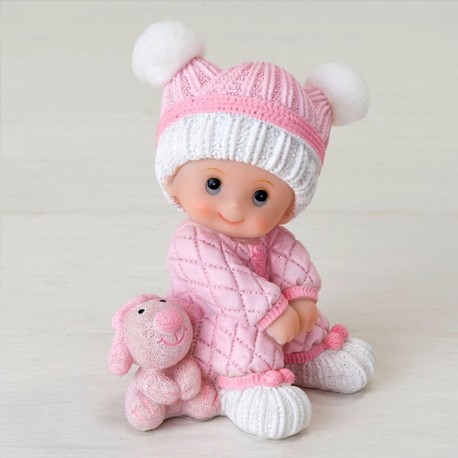 Figura Pastel Bebé Sentado con Peluche
