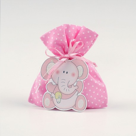 Bolsita con Topos y Colgante de Elefante con 5 Peladillas