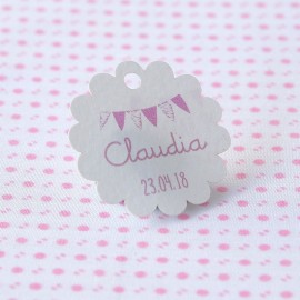 54 Tarjetas Forma de Flor con Banderitas