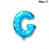 Globo Letra G Foil Azul con Estrellas 40 cm
