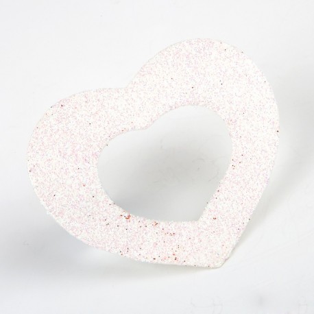 6 Corazones Blanco Brillante 8x6 cm