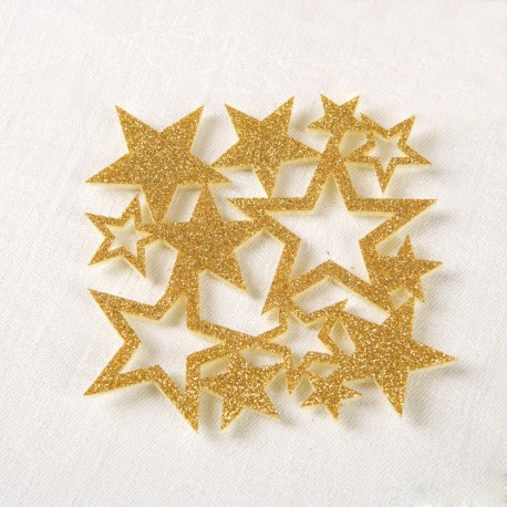 6 Posavasos Fieltro Purpurina Estrellas Dorado