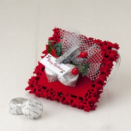 Set 4 Posavasos Muerdago 2 Chocolates y Tarjeta Merry Christmas