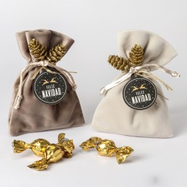 2 Bolsas Terciopelo con 4 Crokis y Tarjeta Feliz Navidad