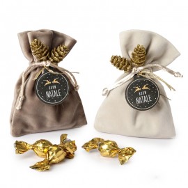 2 Bolsas Terciopelo con 4 Crokis y Tarjeta Bon Natale