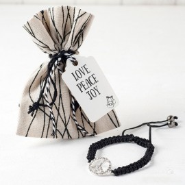 Pulsera Símbolo Paz En Bolsita Líneas con Tarjeta Navideña Pulsera Símbolo Paz En Bolsita Líneas con Tarjeta Navideña