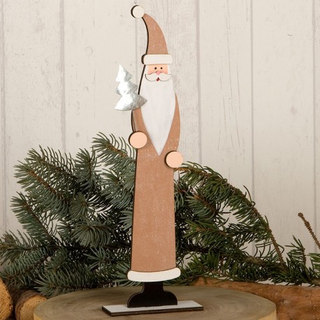 Papá Noel Decorativo de Madera Grande 32 cm