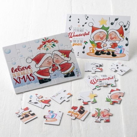 2 Puzles de Postal Navidad 15 Piezas Cantando