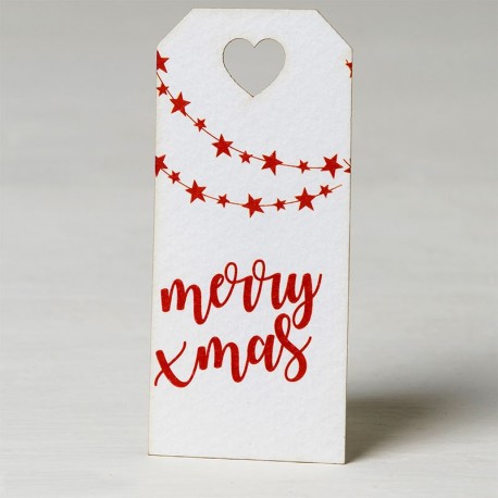 24 Tarjetas Merry Xmas Guirnalda Estrellas 3x7 cm