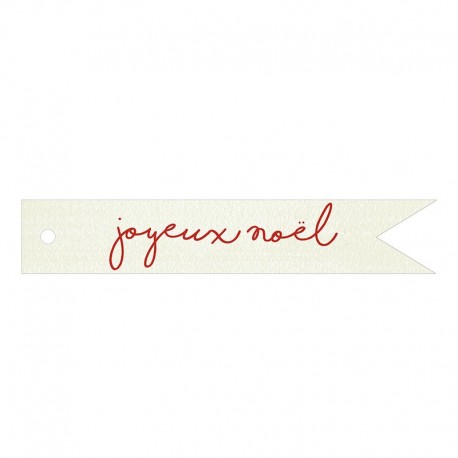 20 Tarjetas Banderola Joyeux Noël Rojo 11x2 cm