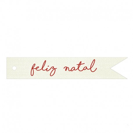 20 Tarjetas Banderola Feliz Natal Rojo 11x2 cm
