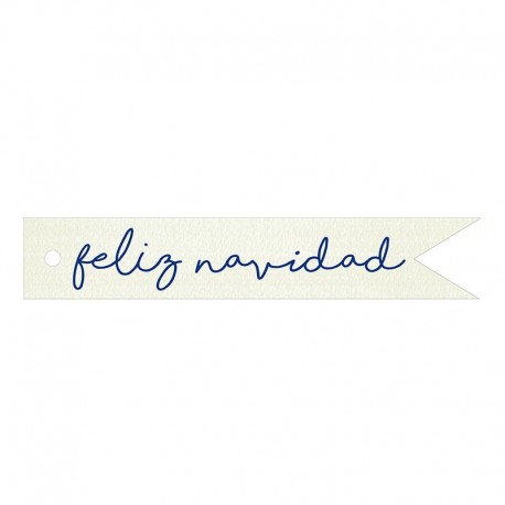 20 Tarjetas Banderola Feliz Navidad Azul 11x2 cm