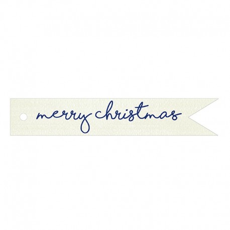 20 Tarjetas Banderola Merry Christmas Azul 11x2 cm