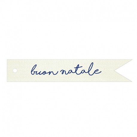 20 Tarjetas Banderola Buon Natale Azul 11x2 cm