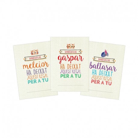 5 Tarjetas Precortadas Verticales de Reyes Magos 3,4x5 cm