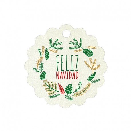 28 Tarjetas Ondulada Orla Feliz Navidad 4 cm