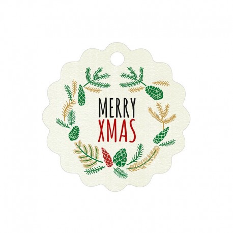 28 Tarjetas Ondulada Orla Merry Xmas 4 cm