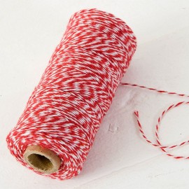 Cordón 4 Hilos x 200 mts Trenzado Algodón Rojo y Blanco
