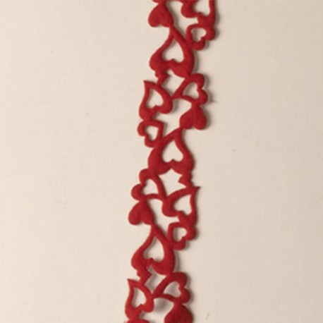 Cinta Roja Fieltro Adhesivo Corazones 30 mm x 1,83 m