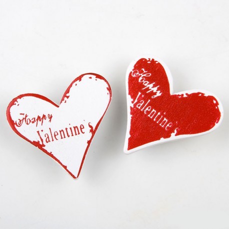 16 Pegatinas Madera Corazón 3,5 cm