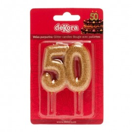 Vela 50 Aniversario Purpurina Oro