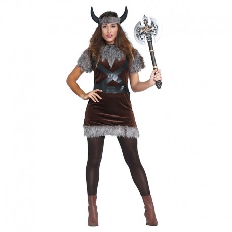 Disfraz de Vikinga Vestido con Cintas para Mujer