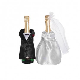 2 Fundas para Botella Champagne forma Novios