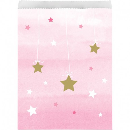 10 Bolsas de Papel Primer Año Niña estrellitas